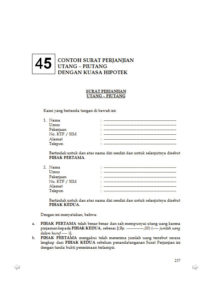 contoh surat perjanjian hutang