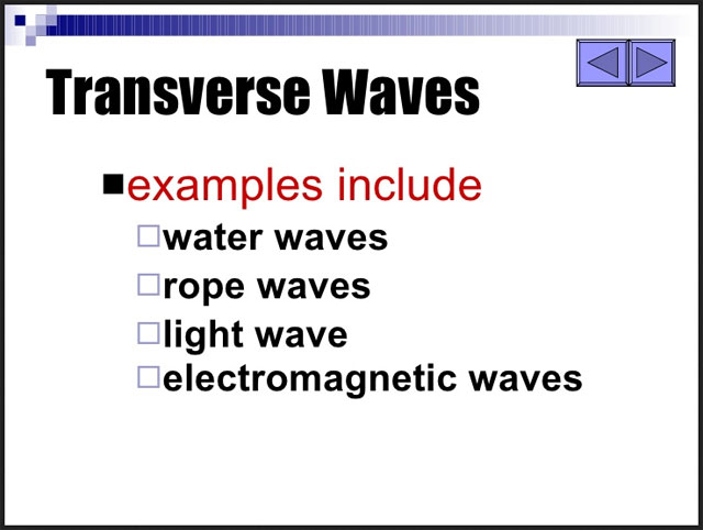 Transverse wave examples